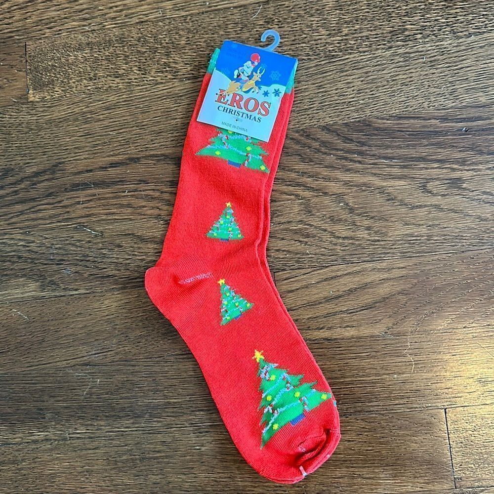 New Eros red Christmas tree socks